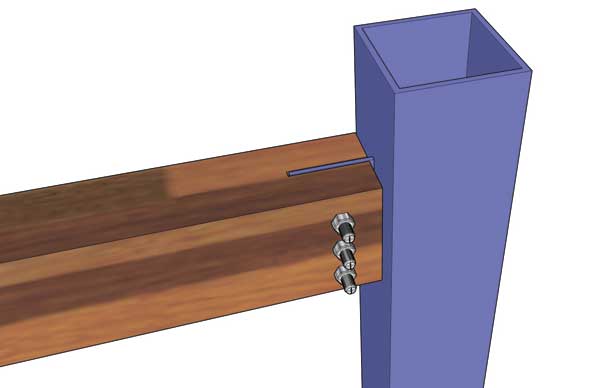 Timber Secondary Beam To Steel Beam Angle Connection