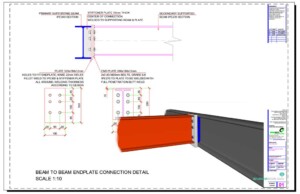 Beam to Beam Endplate Steel Connection Detail