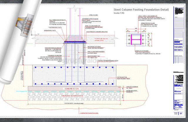 Steel Column Footing Foundation Detail