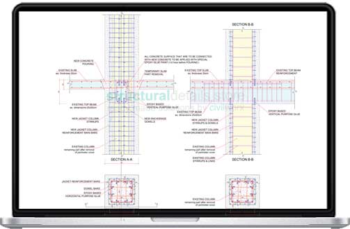 Continuous Floor to Floor Column Jacketing Reinforcement Detail