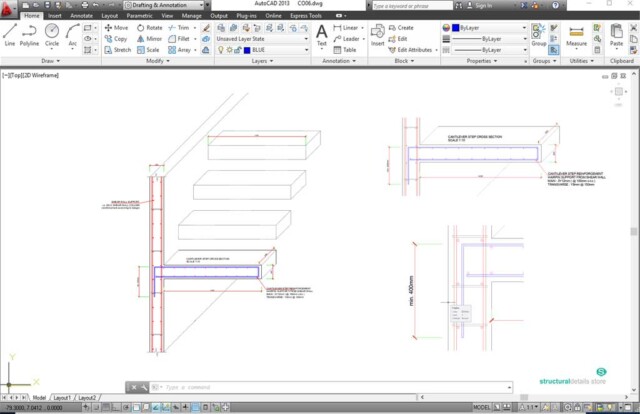 Cantilever Stairs Steps Cross Section Reinforcement Detail