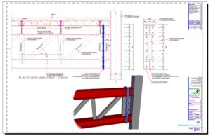 Steel Floor Flat Pratt Truss Support to SHS Column