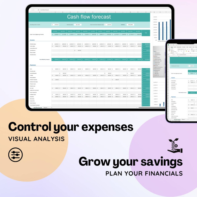 Cash Flow Forecast Planner Excel Template - structuraldetails store